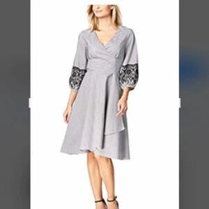 Calvin Klein  Striped Embroidered Fit Flare women dress